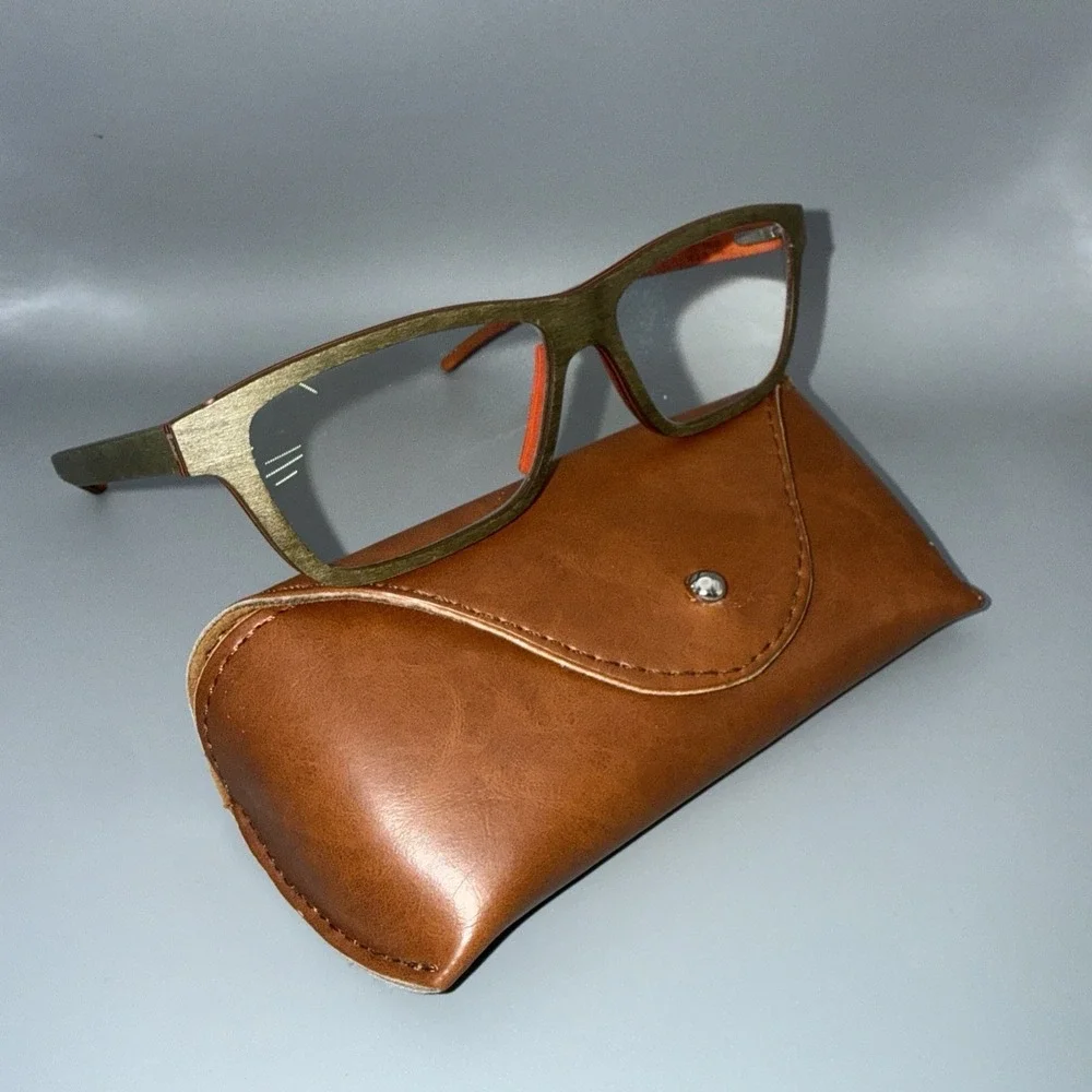 FEB 31ST Apus Air Green /Orange WOOD AUTHENTIC EYEGLASS Frames C00158C10 & Case